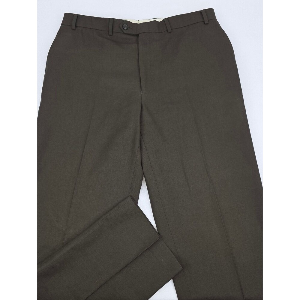 Lauren Ralph Lauren Men's Wool Brown Flat Front Dress Pants Size 36x32 AR-3508